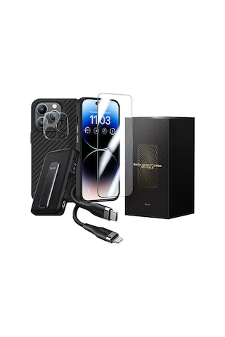 Apple Uyumlu iPhone 14 Pro Max Benks Grand Combo Yeni 5in1 Aksesuar Seti Kılıf-Ekran-Lens Koruyucu-Kablo-Powerbnk