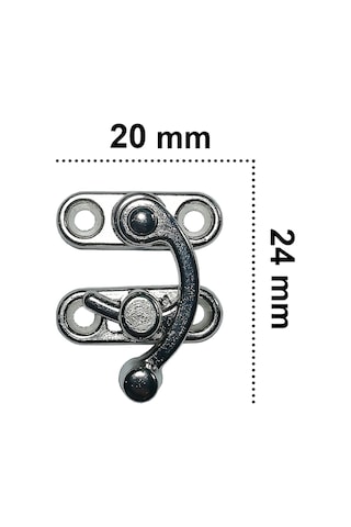 Küçük Yay Gözü Kancalı Kilit Nikel 4 Adet Kutu Sandık ve Kapak Klipsi 20x24 mm