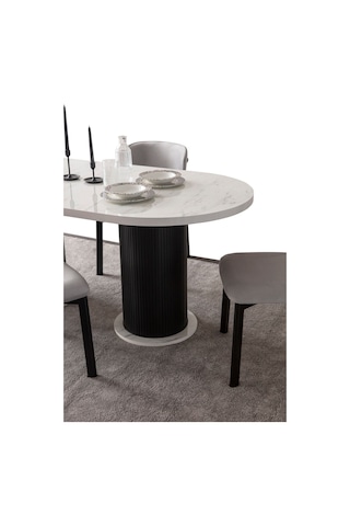 Parian Yemek Masası Takımı 6 Kişilik Beyaz