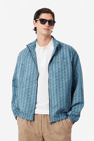 Lacoste Relaxed Fit Monogram Jacket Classic Fit Dik Yaka Logolu Sweatshirt Ceket Mavi Mavi