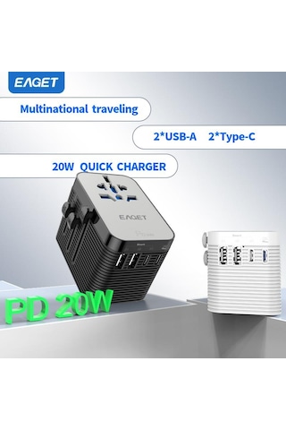 Evrensel Seyahat Adaptörü, Pd 20w Hızlı Şarj, Ain-0ne Global Duvar Şarj Cihazı Abd, Ab, İngiltere İçin. Au Asya 200'den Fazla Ülke