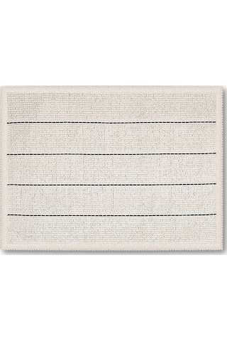 Bluenity Barı Doğal Pamuklu 2'li Banyo Kilim Seti 60x90+40x60 Cm - Ekru/siyah Çizgili Ekru