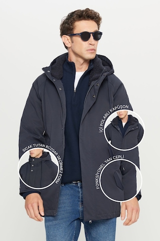 AC&Co / Altınyıldız Classics Erkek Lacı Standart Fit Normal Kesim Kapüşonlu Dik Yaka Yan Cepli Kaban Laci