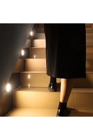 Youtek 3'lü Otomatik Led Işık, Optik Sensörlü Pilli Gece Lambası, Duvarüstü, Merdiven, Ev Kullanıma Uygun Beyaz/gümüş