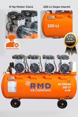 R.m.d Kompresör 220 Lt Hava Kompresörü Sessiz Ve Yağsız Sh1100x4