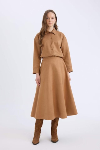 DeFacto Regular Fit Süet Uzun Kollu Gömlek Tunik E5917AX24WNBG138