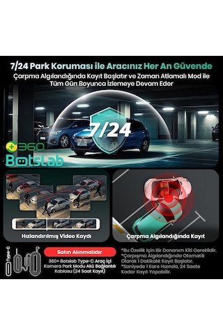 360+ Botslab G300h Plus Wdr 4k Uhd Ön+Arka Wifi+Gps 170 Geniş Açı Gece Görüşlü Araç İçi Kamera Dash Cam Araç Kamerası +lcd Ekran+G-Sensör+Sesli Kontrol + 64Gb Hafıza Kartı