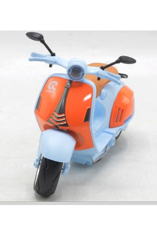 Vespa Motosiklet Çek Bırak Die-cast Vp Sesli Ve Işıklı 1:10 Ölçek 17cm Turuncu Çok Renkli