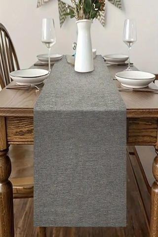 Elegance Antrasit Keten 40 X 140 Runner / Amerikan Servis Antrasit