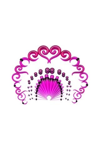 Suntek 54 Adet Akrilik Kulak Germe Kiti 14g-00g Genişletici Mor