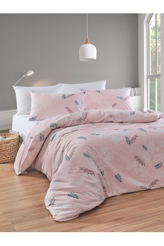 Çift Kişilik Pamuklu Nevresim Takımı 4 Parça Fiorerose Desen Pembe / Yumuşak Dokulu Pembe