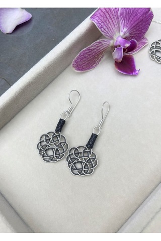 Aşk Düğümü Kazaziye Örme Gümüş Küpe Iki Sıralı - 07