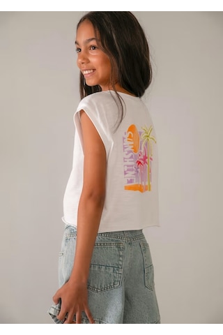 Mayoral Baskılı Kolsuz Kız Çocuk T-shirt 6014 Beyaz