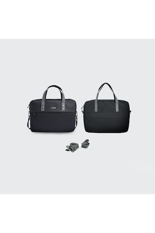 15-16 İnç Omuz Askılı Laptop Çantası Lenyes Lb553 Voyagers Serisi Su Geçirmez Polyester Kumaş Siyah