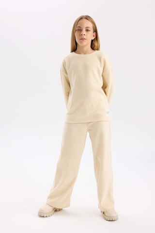Defacto Kız Çocuk Pijama Takımı Polar Bisiklet Yaka Uzun Kollu Basic Düz Üst Uzun Alt D7745a824wnbg160 Bej
