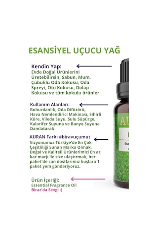 Auran Auran Amber + Auran Pudra + Auran Yasemin Auran Saf Esansiyel Uçucu Yağı 3 x 10 ML