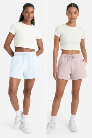 Soft&Basic Kadın Rahat Kalıp Cepli Beli Lastikli Kısa Paça Mavi Şort Mavi - Pembe