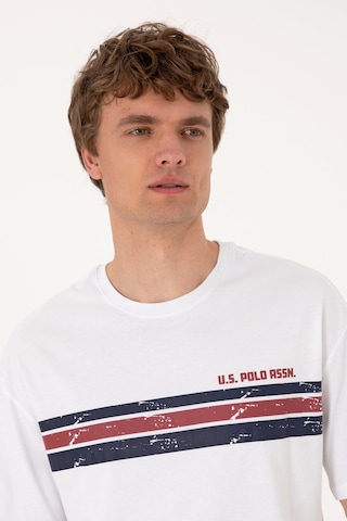 U.S. Polo Assn. Erkek Comfort Fit Beyaz Bisiklet Yaka Tişört 50306912-VR013