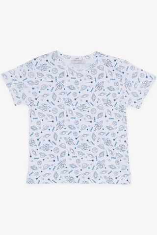 Macawı Erkek Çocuk Şortlu Takım Uzay Temalı 1.5-5 Yaş, Beyaz-beyaz Beyaz