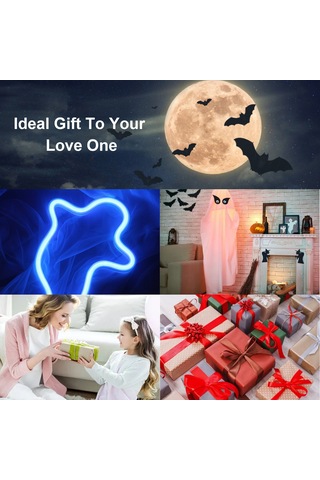 Maiyame Halloween Hayalet Led Işığı - 3xaa Pil Ve Usb Çift Besleme - Sürekli Aydınlatma - Beyaz Işık Beyaz