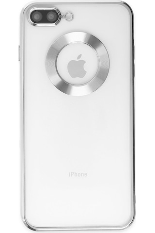 Apple Uyumlu iPhone 8 Plus Kapak Yanları Renkli Lens Korumalı Logo Gösteren Şeffaf Luxury Kılıf - Yeşil