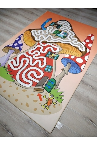 Doğuş 3Boyutlu Halı 3D-918 Mantar Ev 140X200Cm Çocuk Halısı Çok Renkli