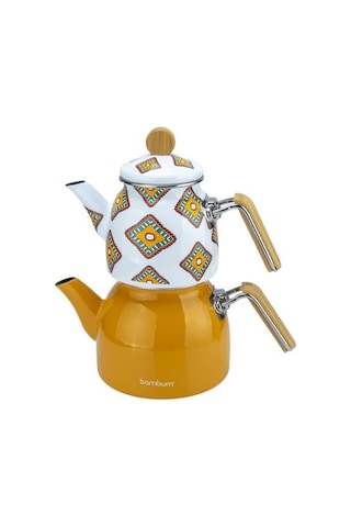 Bambum Unique - Bambu Kulplu Çaydanlık Takımı Hardal Sarı
