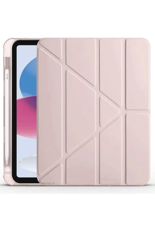 Apple Uyumlu iPad 2022 10.9 10.nesil Kılıf Kalemlikli Mars Tablet Kılıfı - Rose Gold Diğer