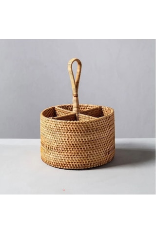 Bohem Yuvarlak Rattan Çatallık Ve Kaşıklık, Iskandinav, Modern