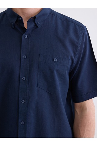 Lcwaıkıkı Classic Lacivert Regular Fit Keten Karışımlı Erkek Gömlek