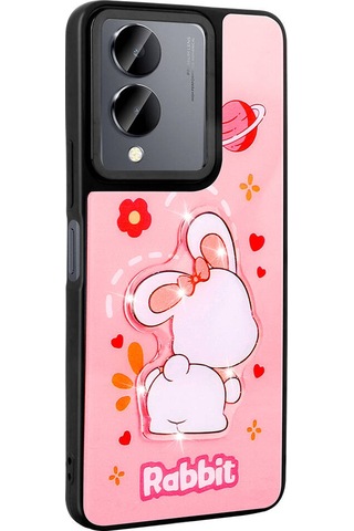 Vivo Y36 5g Kılıf Parlayan Kabartmalı İkonik Figürlü Zore Amas Silikon Kapak Siyah