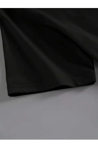 Mythrıva Baskılı Oversize Bisiklet Yaka T-shirt - Siyah