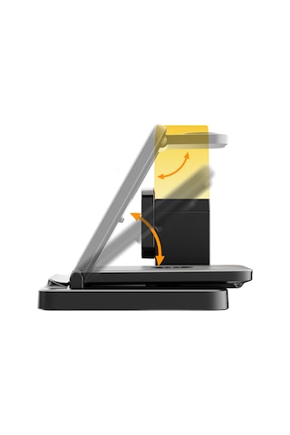 Lenyes Pw327 Ambiyans Işıklı Alarmlı Telefon&akıllı Saat&kulaklık 5in1 Kablosuz Şarj Stand 15w Siyah