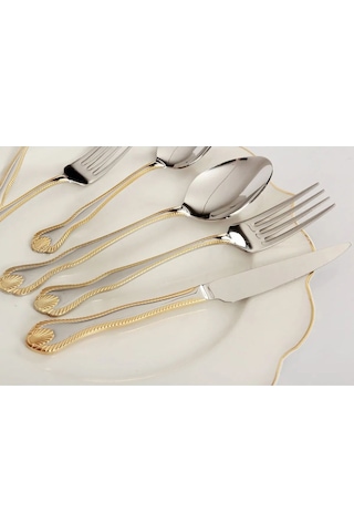 36 Parça Kaşık Çatal Bıçak Takımı - Diana Gold Royal Mademoıselle Gold
