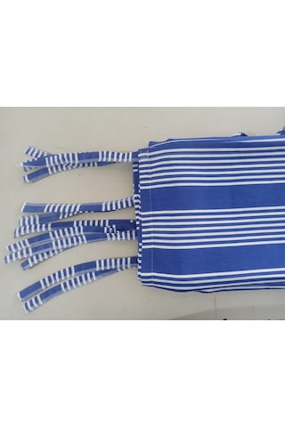 Ceylan Home Balkon Perdesi Bağcıklı Ölçü Seçenekli Mavi İnce Çizgili Mavi