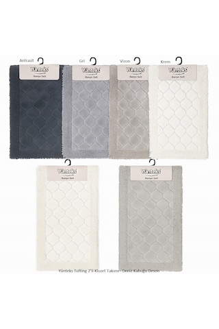 Pamuk Makarna Tufting 2'li Klozet Takımı , Banyo Seti ,d.kabuğu,a