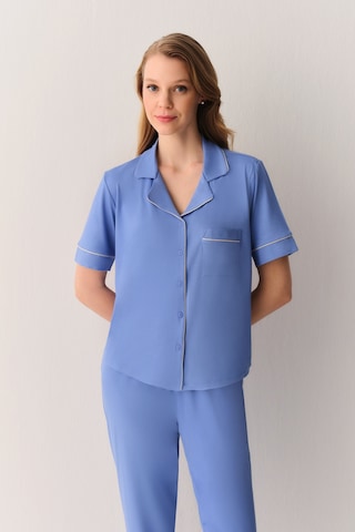 Suwen Misty Gömlek Yaka Pijama Takımı Sh26629660b1414 Mavi