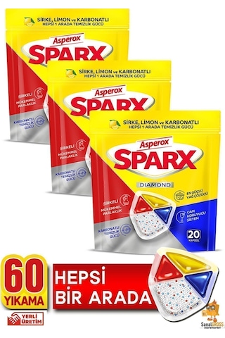 Sparx Bulaşık Makinesi Kapsülü 20'li X 3 Paket 60 Yıkama
