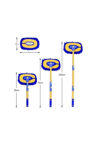 Yaozixa Sarı Otomobil Yıkama Mopu: Yumuşak Tüyle Zarar Vermeyen, Uzatılabilir Uzun Saplı, Değiştirilebilir Fırça Takımı - Temizlik Aracı