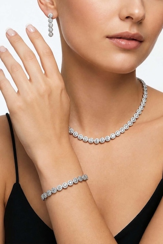 Gümüş Pazarım Prenses Serenadı Mavi Taşlı Gerdanlık Gümüş Set
