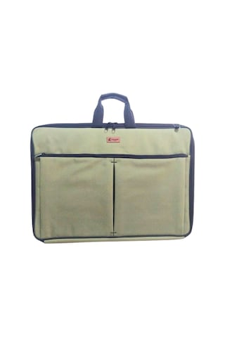 Askılı, Fermuarlı 50x70 Resim Çantası Su Geçirmez Ketenli Kumaş 55x75 Proje Çantası Körüklü Çift Bölme Haki