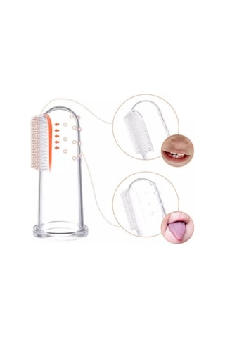 Bebek Damak Kaşıyıcı Fırça Bebek Diş Fırçası Silikon Parmak Fırça Şeffaf