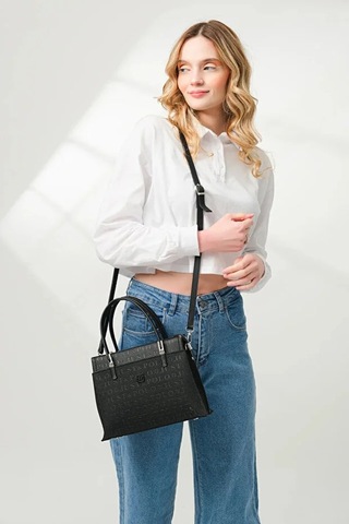 Just Polo Kadın Günlük Kullanıma Uygun Ayarlanabilir Askılı Şık El & Omuz Çantası Shoulder Bag Siyah