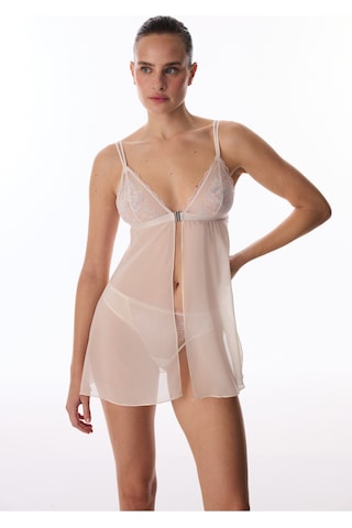 Penti Bej Front Opening Broderie Babydoll