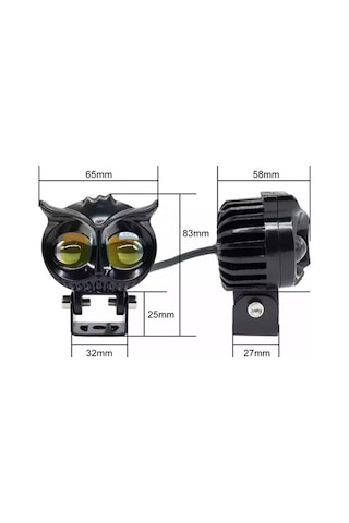 Baykuş 60W Metal Çalışma Lambası Sis Farı Çift Renk Araç Motosiklet Off Road Led Beyaz - Sarı 1 Adet