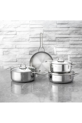 Jumbo Web New Lyon 7 Parça Çelik Tencere Seti Gümüş