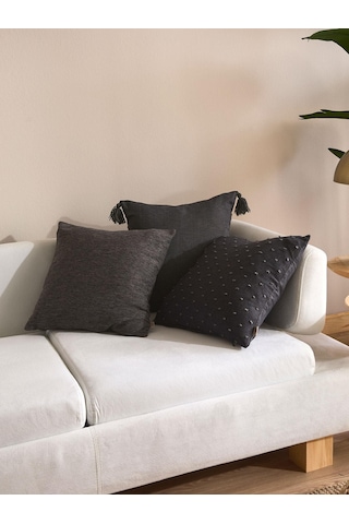 Noir Blend 3'lü Kırlent Kılıf Seti Siyah