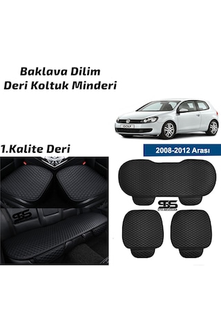 Volkswagen Golf 6 2008-2012 Siyah Deri Oto Koltuk Minderleri