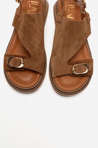 Luvishoes Cruel Taba Süet Hakiki Deri Kadın Sandalet