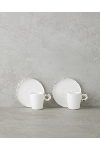English Home Eclipsed Porselen 4 Parça 2 Kişilik Kahve Fincan Takımı 85 Ml Beyaz-gold Beyaz-gold